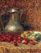 Newman, Willie Betty Pewter Pitcher and Cherries Norge oil painting reproduction